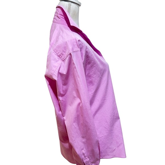Faconnable pink Button-Down Shirt cotton chest pocket designed in France medium - Picture 6 of 8